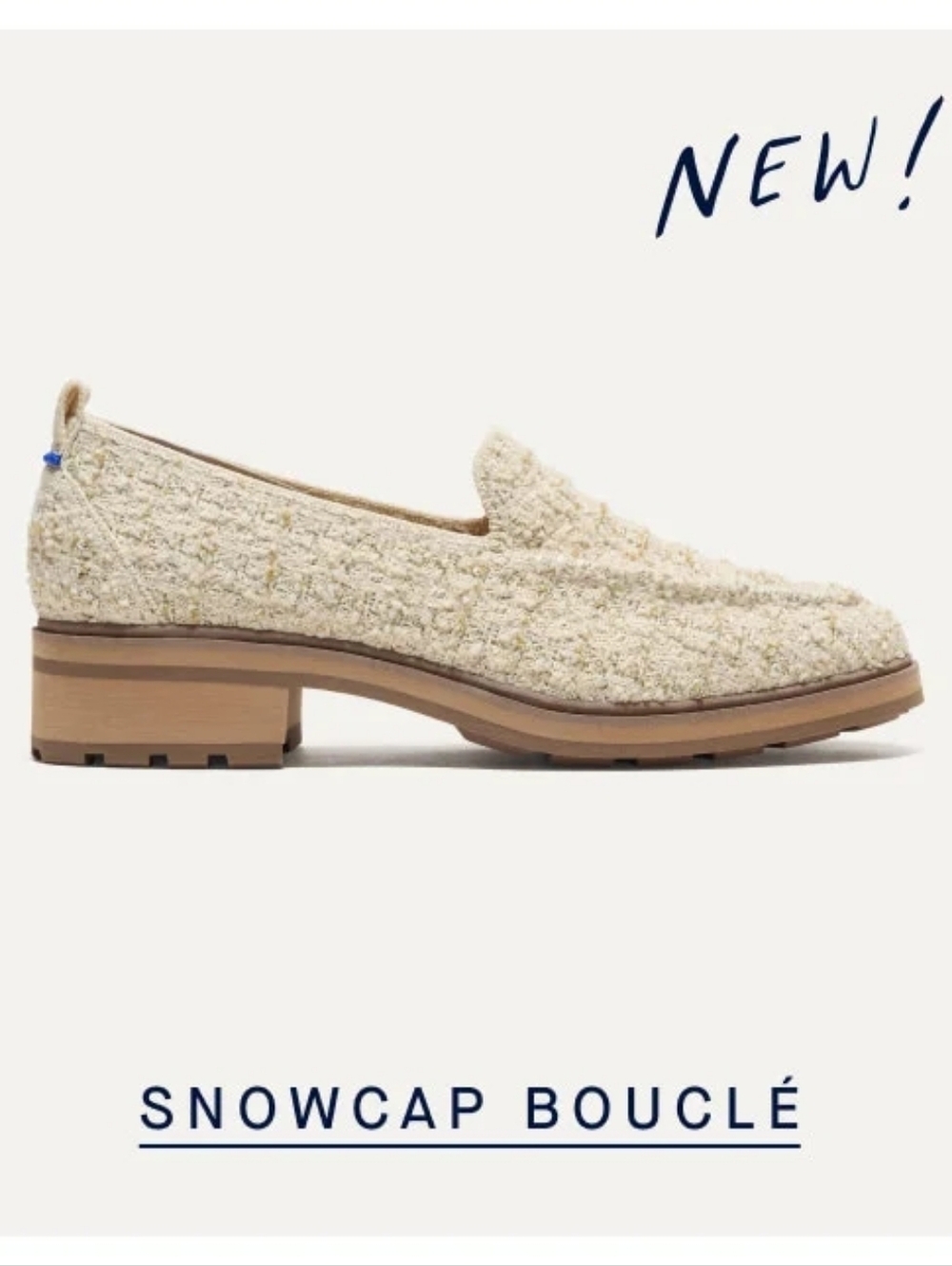 Rothy's Snowcap Bouclé Loafer in Cream